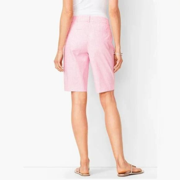 Talbots Perfect Shorts - Bermuda Length - Pink White Checks Gingham - Size 10 - Picture 2 of 6